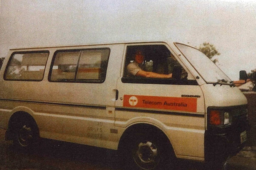 A Telecom van similar to the one issued to Bradley Edwards in the 1990s. An archive picture of a white van with a Telecom logo on the side.
